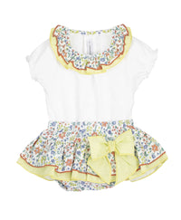 Completo coulotte per bambina Calamaro con fiocco e maglia con collo